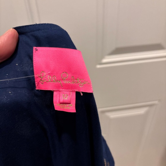 Lilly Pulitzer Dress Cristiana Midi Low Tide NavyMetallic Dobby size 12 - Picture 4 of 4
